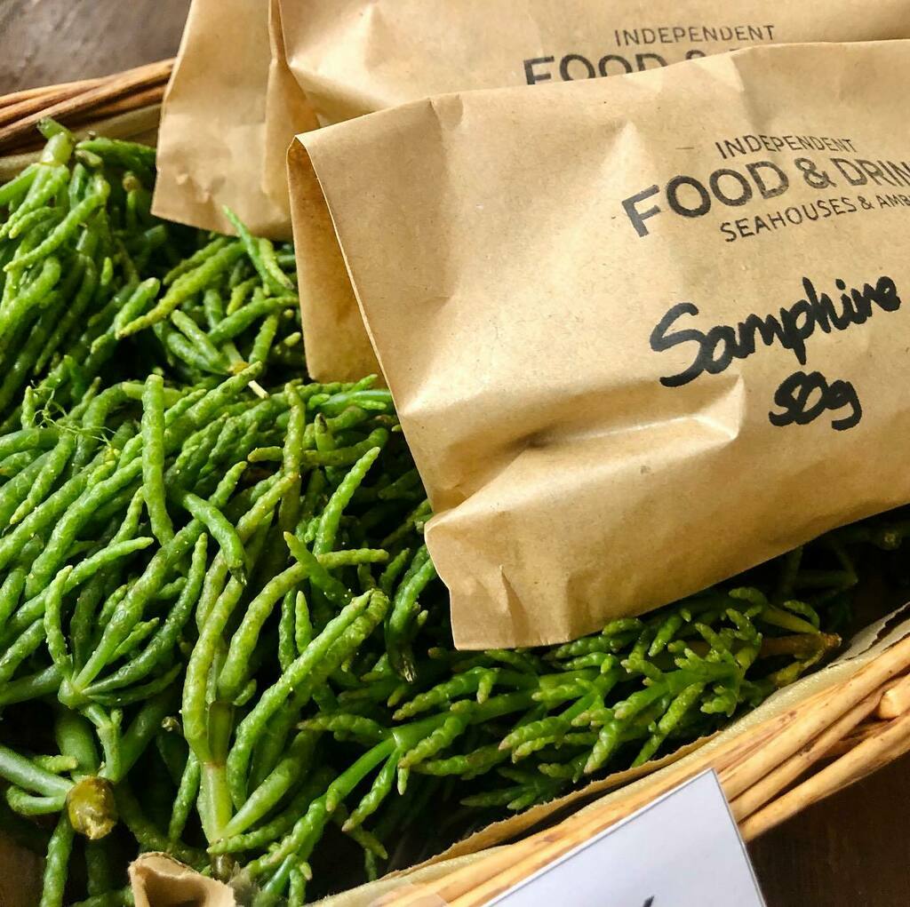 Fresh salty #Alnmouth samphire. Goes really well with fish or simply sprinkled over poached eggs on toast. Only in the #Amble shop at the moment. #shoplocal #northumberland #coast instagr.am/p/CSbrhNYoa-U/