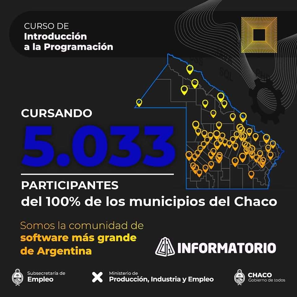 EL INFORMATORIO ES DESARROLLO FEDERAL🌎

🤩En cada edición del Informatorio cada vez más chaqueñas y chaqueños se animan a soñar y capacitarse para emplearse en la Industria del Software.