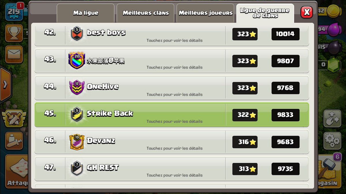 And here we are at the end of the league with a last win which allows us to have the first place and to secure the top 64 ! Thanks you so much <a href="/Clash_of_Glands/">Clash Of Glands</a> and <a href="/KickAssCOC/">Kick Ass</a> for your help 🙏🙏❤️