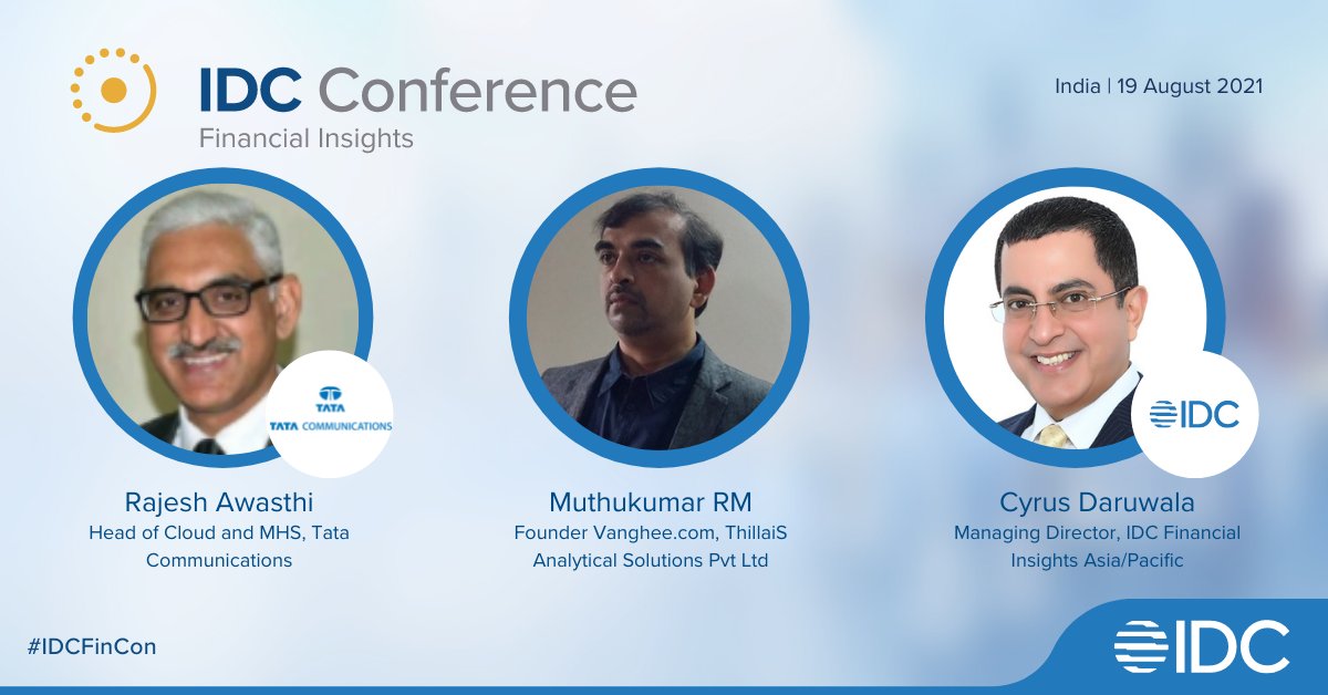 IDCInd's tweet photo. Save yourself seat the #IDCFinCon to join @tata_comm's @awa_ra and Muthukumaran Ramanathan in conversation with IDC's @cdaruwala to learn about how your organization can prepare for the future of #financialservices institutions. Register here: https://t.co/lSyuDGRlLD https://t.co/Gz3OvGCpgU
