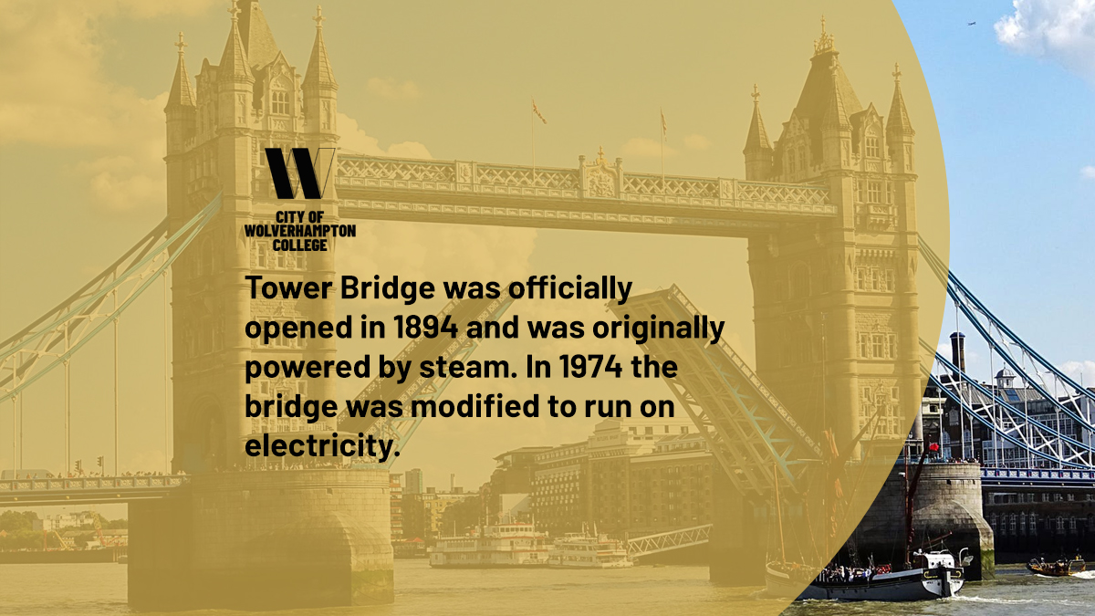 wolvcoll's tweet photo. Today’s Engineering fact! Engineering involves solving problems, big or small. An Apprenticeship combines practical work along with classroom based work. Check out our range of Engineering Apprenticeships here: https://t.co/qqgYK1DZX9

#Engineering #Apprenticeships #TowerBridge https://t.co/3NSeip5iU6