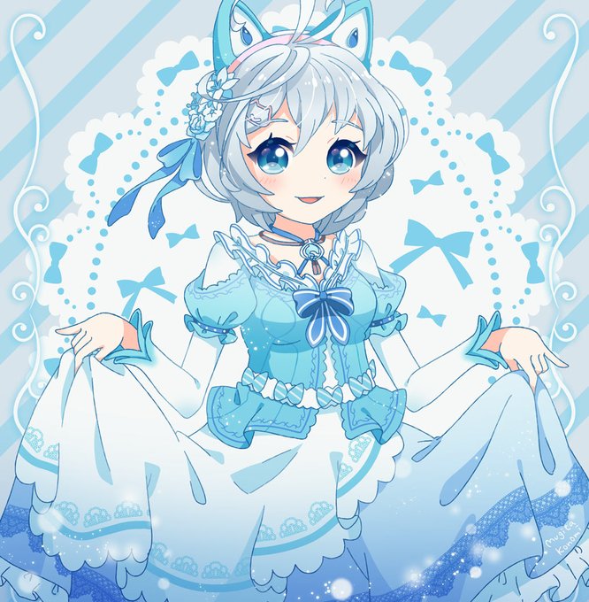 Vtuber電脳少女シロ　直筆イラスト色紙 コミティア151 専用☆➀電脳少女シロ Vtuber シロちゃん電気 直筆サイン色紙