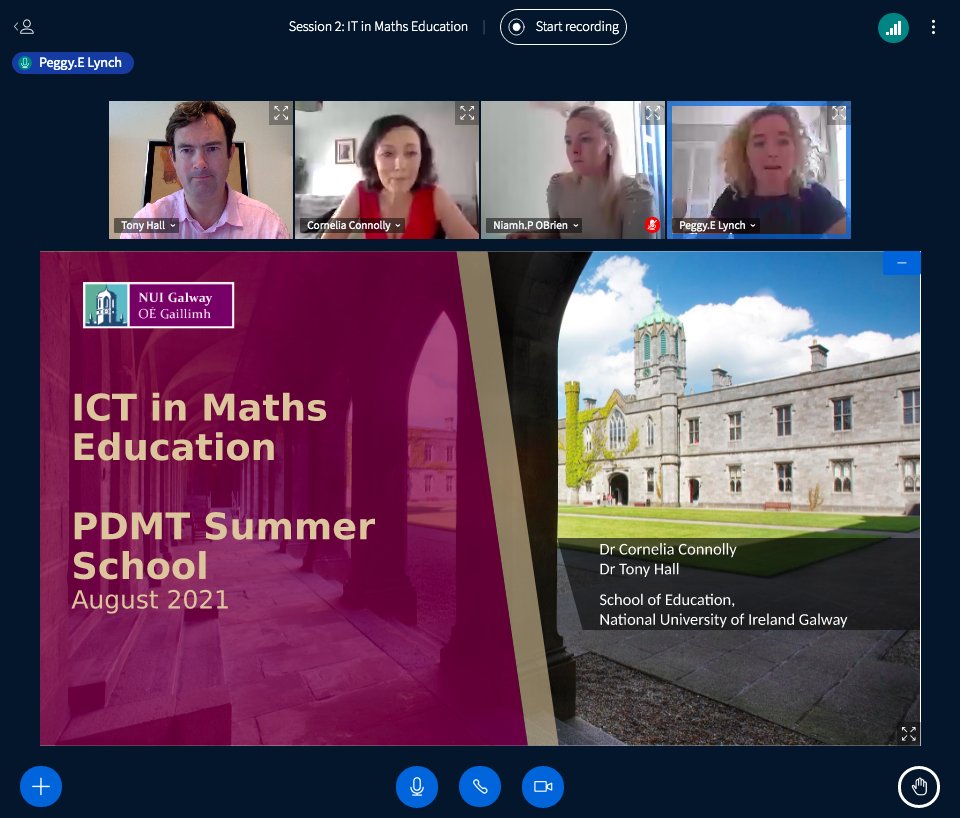 edtechne's tweet photo. Dr Cornelia Connolly @corneliathinks &amp; Dr Tony Hall of @edtechne @nuigalway presenting the workshop on 'ICT in Maths Education' for the Professional Diploma in Mathematics for Teaching PDMT 2021 Summer School today @EPISTEM_UL @Education_Ire https://t.co/oKPW8dk3Dr
