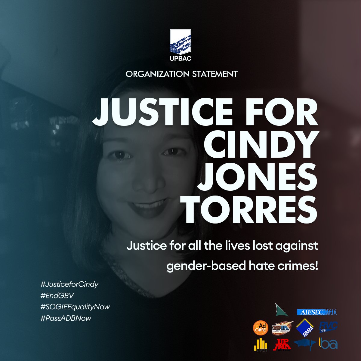 UP BAC vehemently condemns all forms of violence towards the LGBTQIA+ community driven by prejudice and homophobia.

#JusticeforCindy
#EndGBV
#SOGIEEqualityNow
#PassADBNow