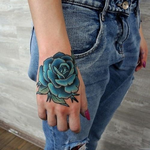 Yesallwas 8 Sheets Blue Fake Rose Tattoo Temporary Flower Tattoos for Women  Waterproof Shoulder Beautiful Flower Tattoo Designs : Amazon.ae: Beauty