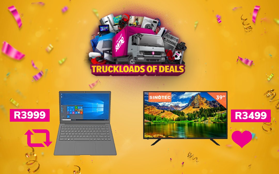 Game_Stores's tweet image. We’re giving away 20 R5000 Game Shopping Vouchers! Tell us which of our Truckload of Deals you will be buying with your 5 Tao. 
RT for the Proline Intel Celeron Laptop and ❤️ for the Sinotec 39" HD LED TV #TruckloadsOfDeals #GotGame