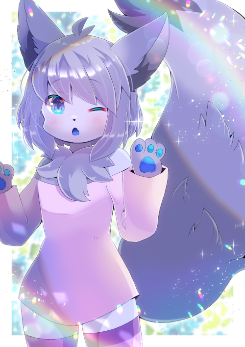 「Kyro!さん宅の子を描かせて頂きました🌸ふわふわの尻尾がとっても可愛い～! 」|ヒヨヨ@skeb募集中のイラスト