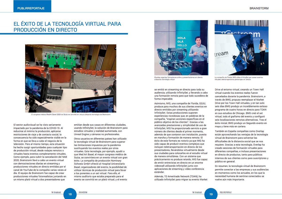 brainstorm3d's tweet photo. Si aún no leíste esto, descubre cómo el mundo #audiovisual y de #eventos sigue girando gracias al empleo de tecnologías de #ProducciónVirtual, como la nuestra
https://t.co/EX3jsLoJVJ
Muchas gracias @TMBROADCAST_ES
#RealidadAumentada #SetVirtual #EventoVirtual #televisión #cine https://t.co/igc0XfbOd3