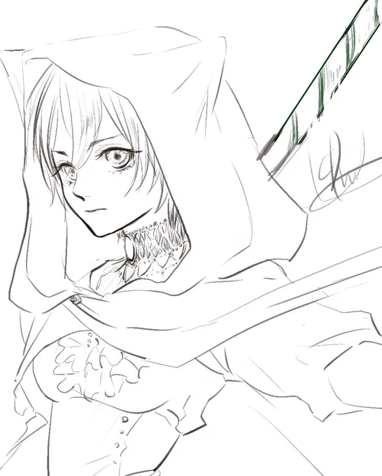 線画段階だけど顔美人に描けた🐱 