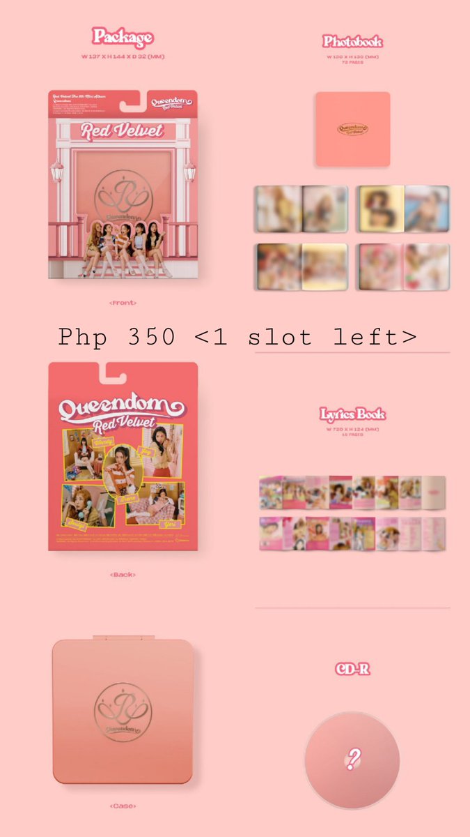 SIMPLY_CART's tweet photo. ❀ wts/lfb • neta • ph #SIMPLYsells
updated❕
Red Velvet 6th Mini Album 'Queendom' TINGI <queens and girls version>
*see photos for the pricelist & other info
{ Reply mine + item/set }
DOP: AUG 28 https://t.co/GfhwJ0ssIq