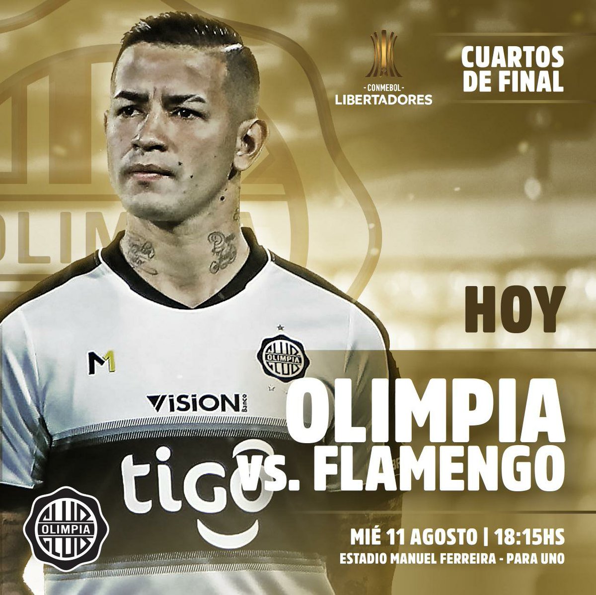 ¡CUESTE LO QUE CUESTE!

𝐇𝐎𝐘.

Recibimos a Flamengo 🇧🇷 en el primer encuentro de los Cuartos de Final. ⚽️

⌚ 18.15 hs.
🏟️ Manuel Ferreira.
📺 FOX Sports.

¡Esta noche, 𝙨𝙚 𝙙𝙚𝙟𝙖 𝙩𝙤𝙙𝙤 en el Bosque!

#CONMEBOLLibertadores
#NuestroClubNuestraEsencia ⚪⚫⚪