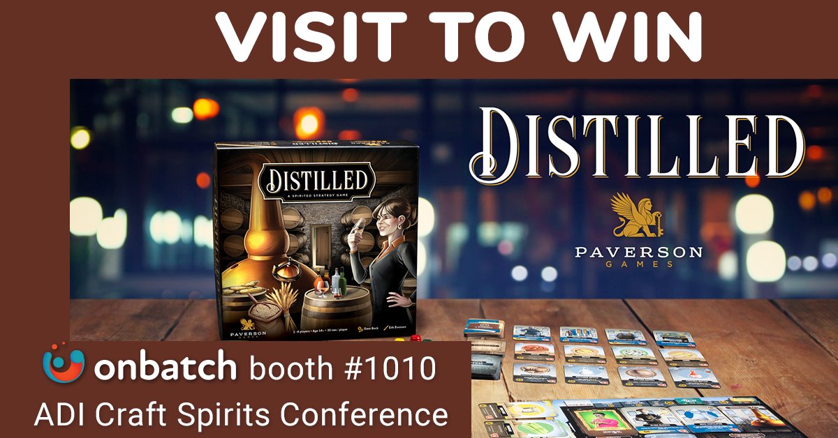 OnBatch's tweet photo. We're giving away TWO copies of #Distilled - A Spirited Strategy Game at the #adiconf this month! With a Kickstarter campaign raising over $500k don't miss your chance to win a copy!

@distilled_game @Distilling 
#supportsmallbusiness #craftspirits https://t.co/63LgdSV4Uu