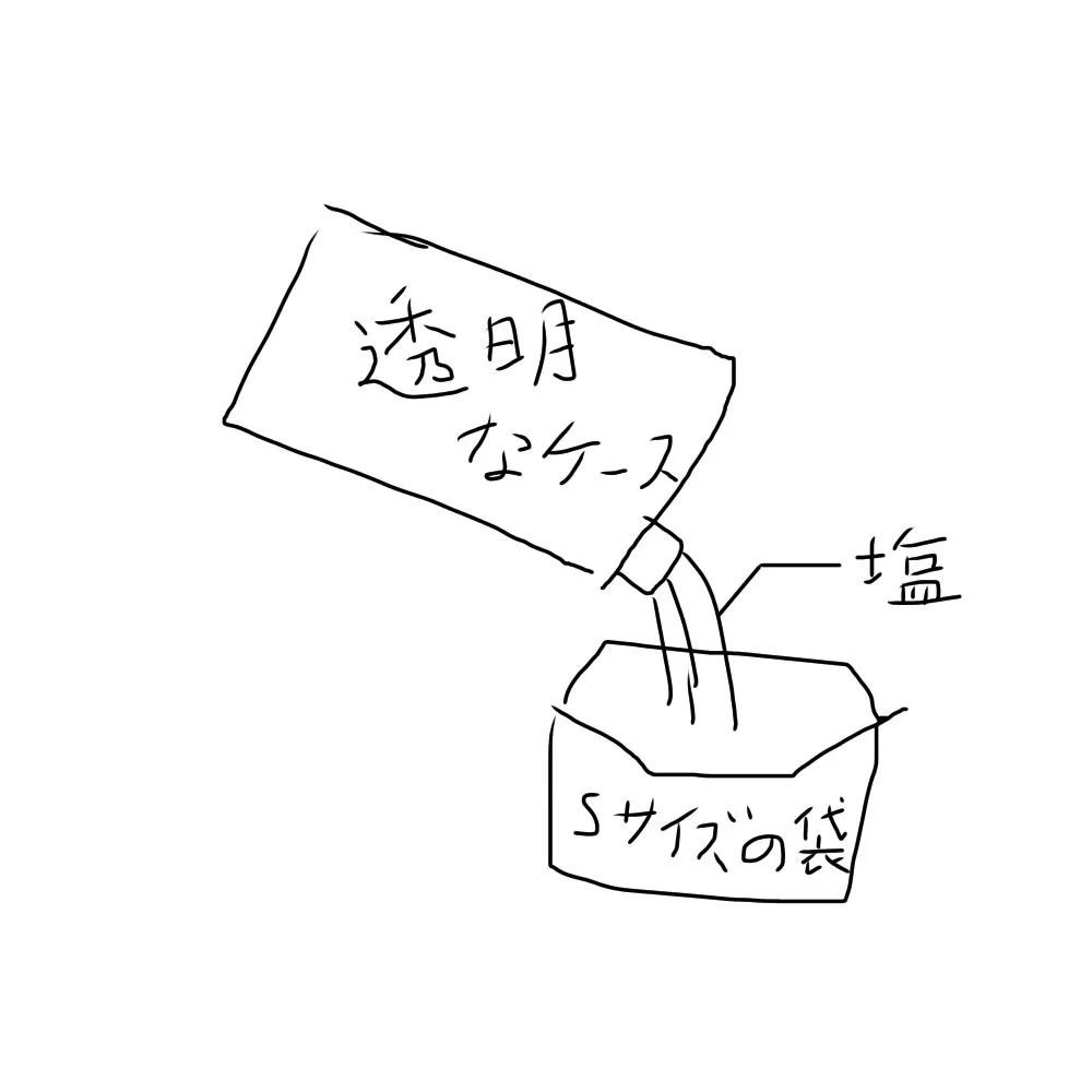 @6_noki こんな感じで塩を入れているので勢い余って入れ過ぎたんだと思います。
許してあげてください…
※僕が勤めていた店ではこうしていましたが、他の店では違うやり方があるかもしれません。 