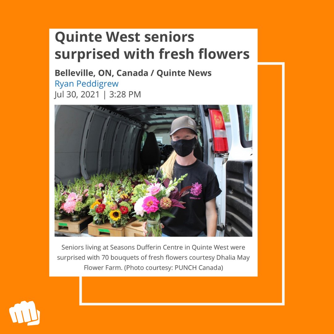 PunchCanada's tweet photo. Local media can get your stories heard in the community.

Read more about the lovely flower delivery from @dahliamayff for our client @SeasonsRC at their local Trenton centre.

https://t.co/wUsNnDpSlx https://t.co/F3ghnKvwtP