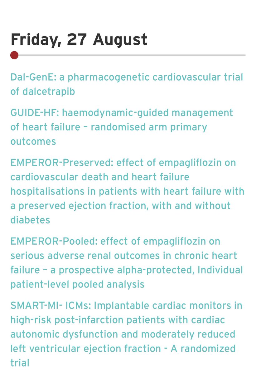 ValleAlfonso's tweet photo. #LBT ClinicalTrials en #ESCongress 
📌EMPEROR-Preserved 
📌EMPEROR-Pooled
📌FÍGARO-DKD
📌FIDELITY
📌Loop Study
📌STEP Study
📌….
 #SECenESC21 @secardiologia https://t.co/P5lfNzZx9e