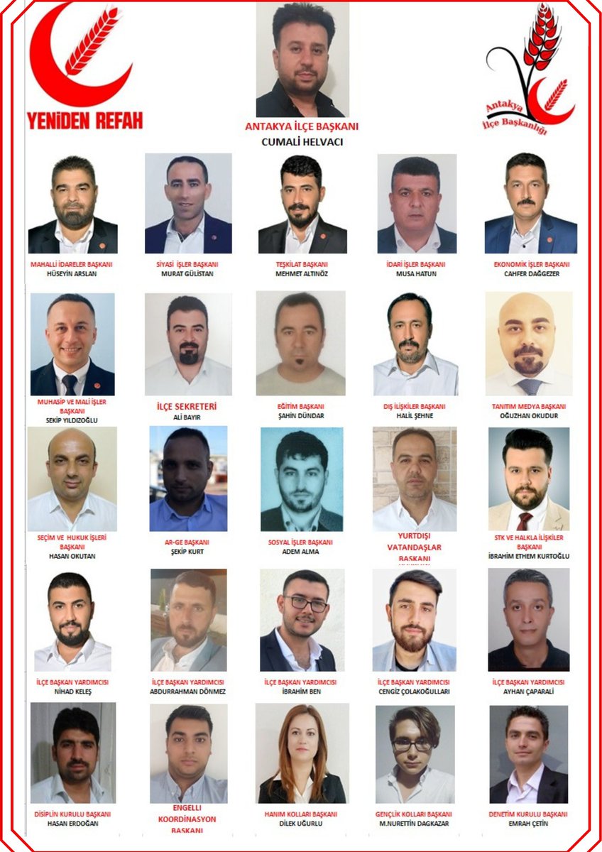 AntakyaRefah's tweet photo. Antakya ilçe teşkilatı yönetim kadrosu https://t.co/UCvApAdT6k