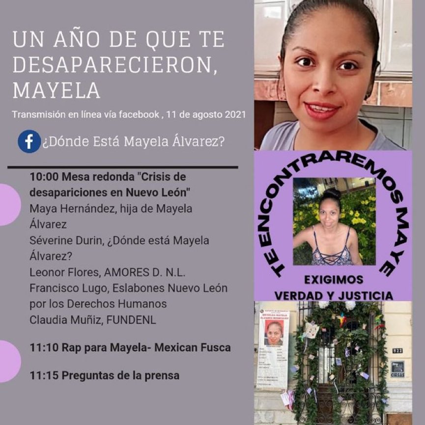 Hace un año desaparecieron a Mayela Álvarez y su familia, amigos y compañeros de trabajo demandamos que aparezca #NiUnaMenos