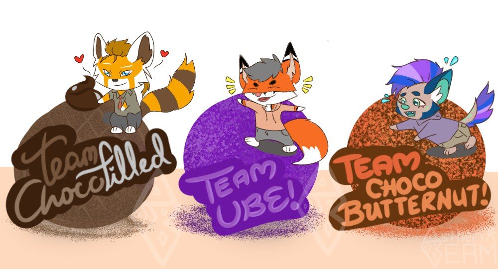 AstherixBeam's tweet photo. Sup, meet my team of snackers! Tell me what are you favorite flavoured smidgets from mister donut 🇵🇭?Constructive criticism is overwhelmingly appreciated. 

#furry #furryart #furryfandom #furrydrawing  #digitalart #newcoverpic #snacks #teamchocofilled #teamube #teamchocobutternut https://t.co/RKpRHbk5yY