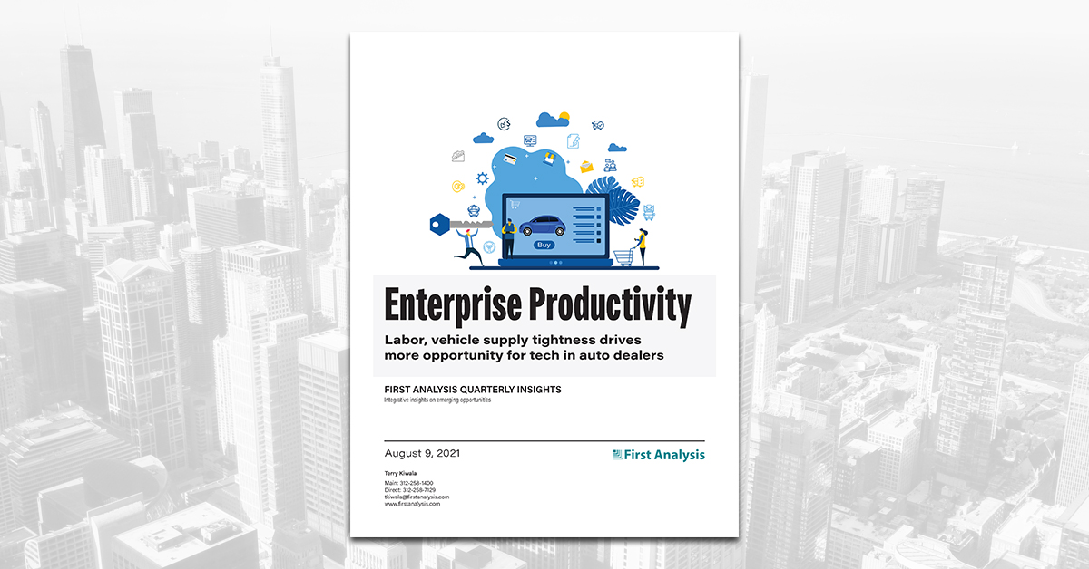 Latest First Analysis sector report: #EnterpriseProductivity - Labor, vehicle supply tightness drives more opportuity for tech in auto dealers firstanalysis.com/Home.aspx?id=1…