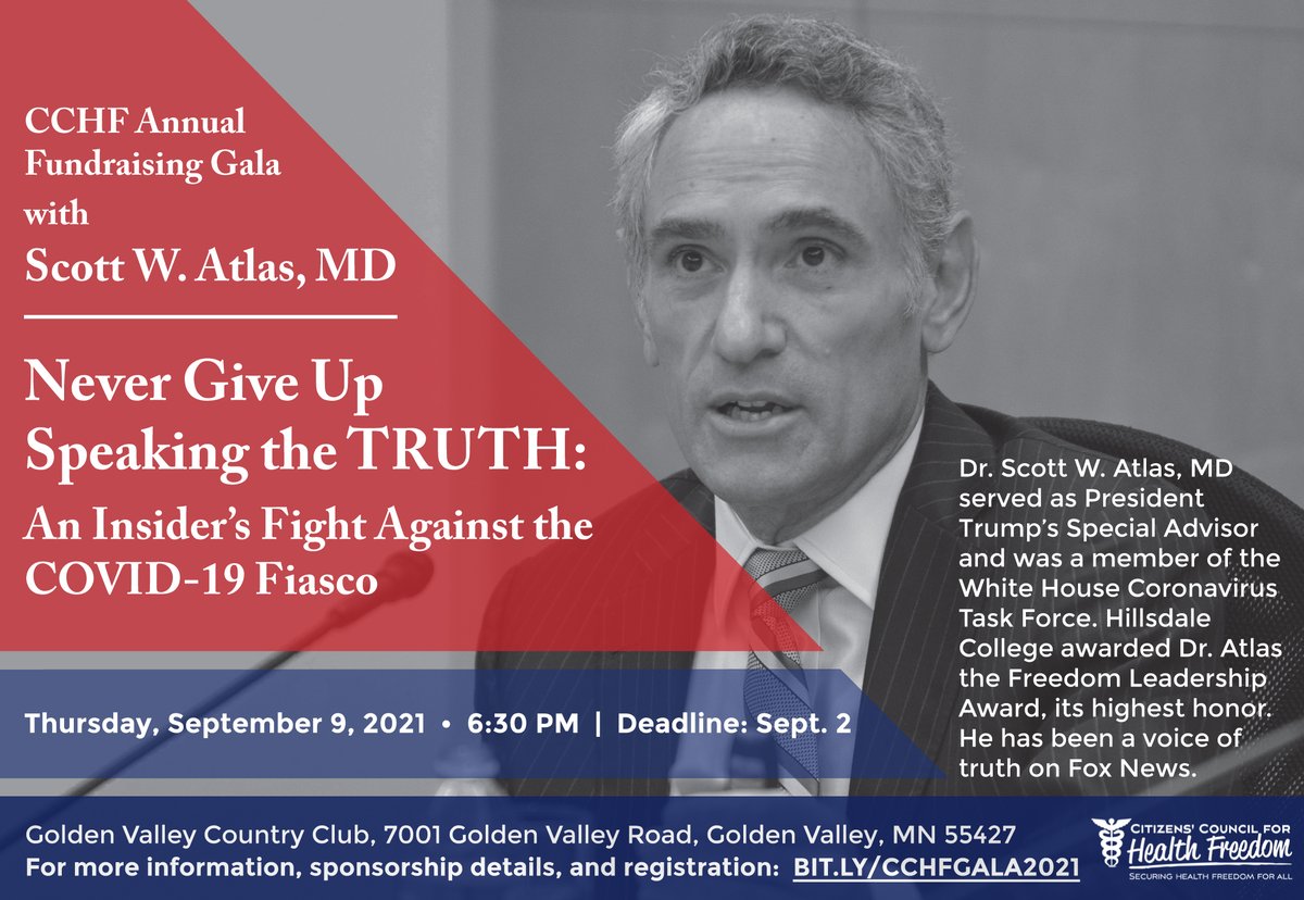 Early registration prices end on FRIDAY! Don't miss CCHF's Annual Fundraising Dinner on Sept. 9 with keynote speaker Dr. Scott W. Atlas. 
To register: ow.ly/lPTO50FKysR