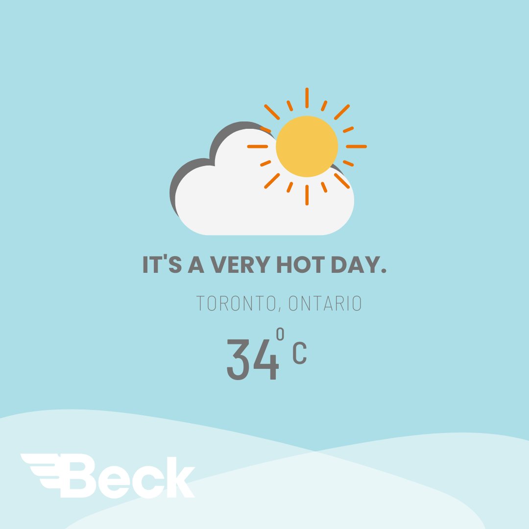 BeckTaxi's tweet photo. Beat the heat ☀️ 🥵 today and grab a ride in one of our cool cars blasting the AC. 

Lots of our drivers offer water and free phone charging! Take some "You Time" and grab a Beck 

#BeckApp #Summertime #TorontoHeat #HOtSummerDay https://t.co/HOktqlFThN