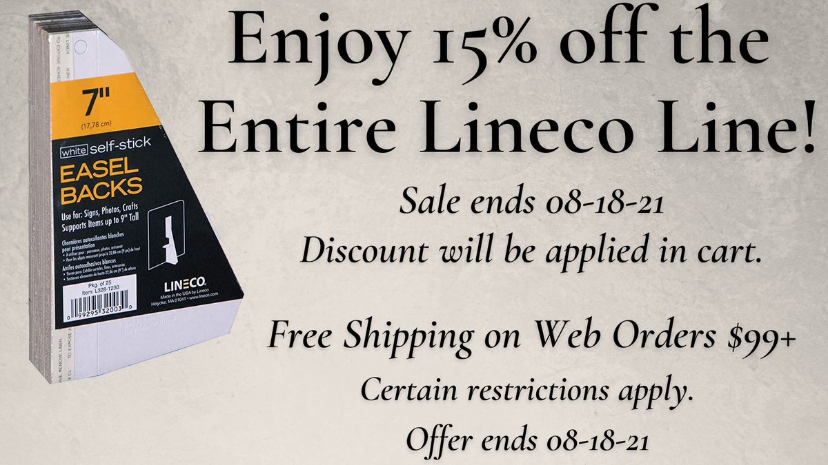Happening Now! 15% off ALL Lineco items. Shop framewarellc.com today and Start Saving!
Plus FREE SHIPPING on orders $99+
#lineco #pictureframing #bookbinding #sale #frameware