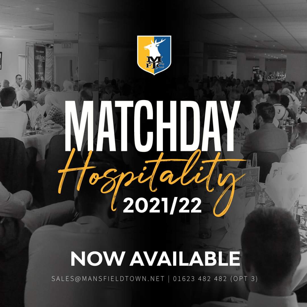 MTFCCommercial's tweet photo. Come and join us for match day hospitality this coming Saturday, as we take on @NewportCounty
Only £56 inc vat including a 3 course emal
Call us now on 01623 482482 option 3 or email sales@mansfieldtown.net 
Away supporters are also welcome.
#hospitality #football #skybet https://t.co/iTPIl1hXwP