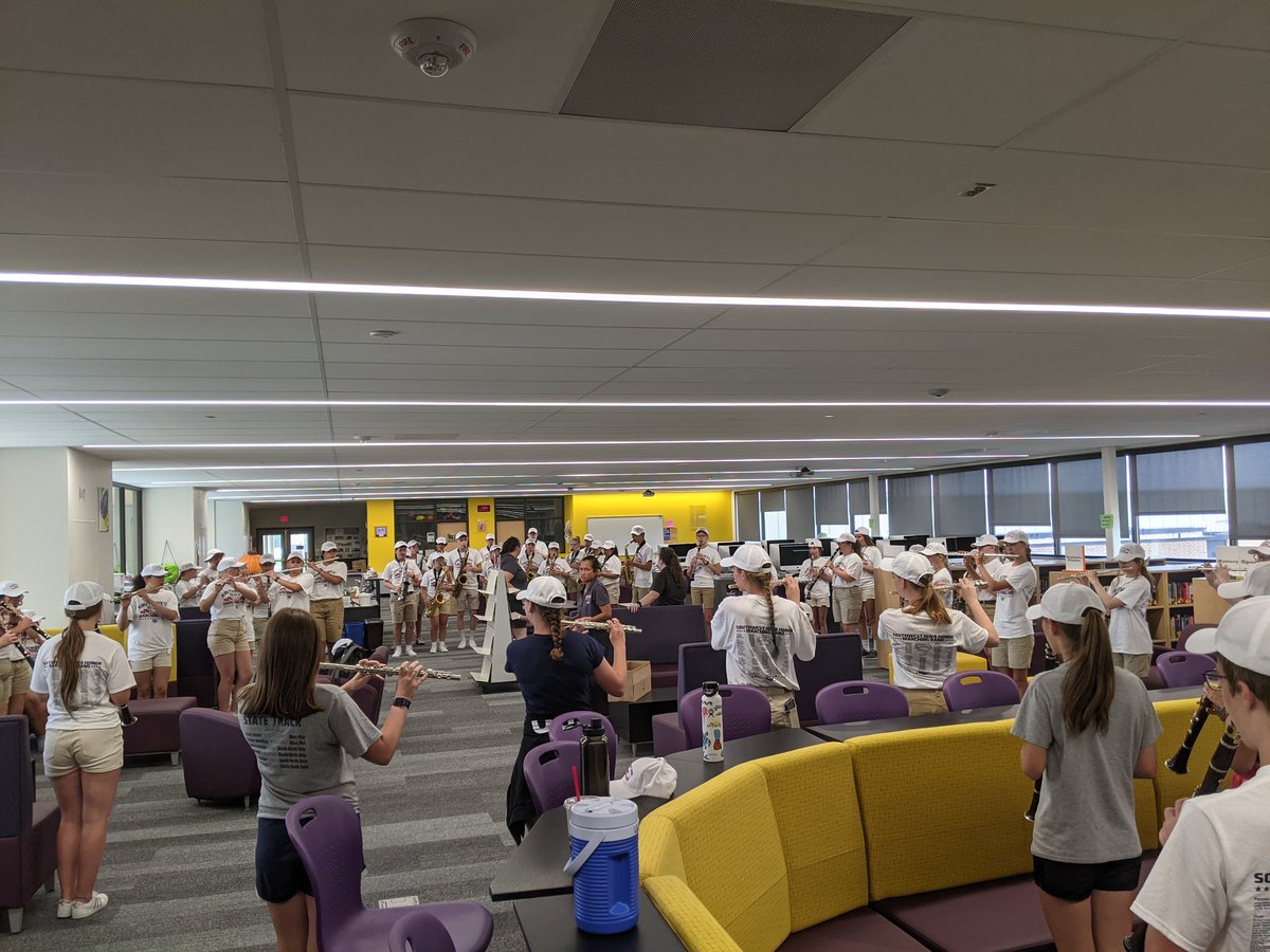 SWIHMB's tweet image. Thanks to Johnston High School for letting us use their space to rehearse before tonight's @IowaStateFair parade!