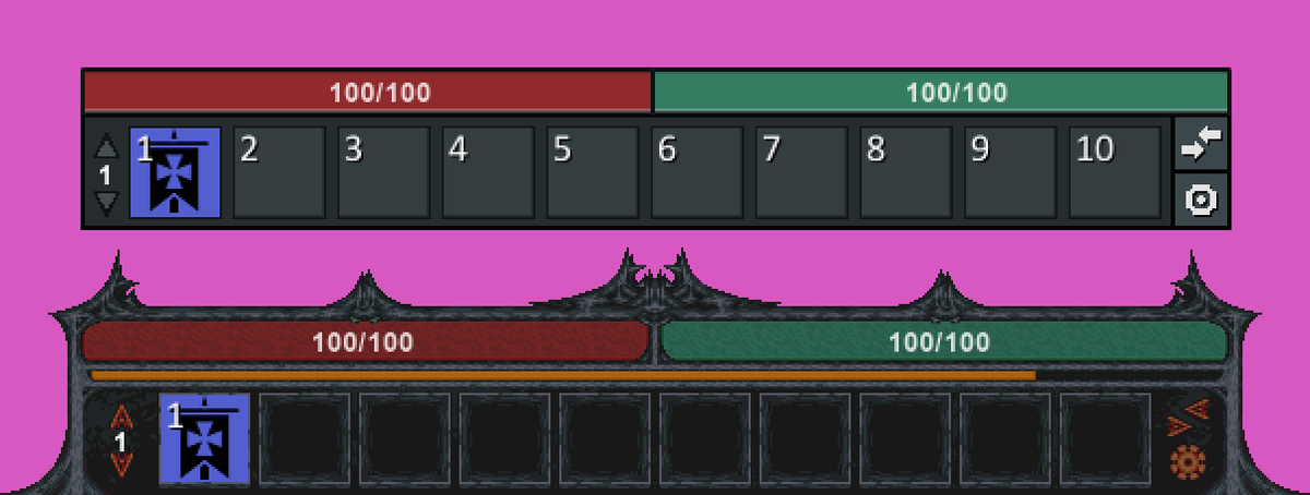 grakxsar's tweet photo. Hi there #indiedevhour! Been restyling the UI for that dungeon crawlin' roguelike The Doors of Trithius from respectable programmer art to something more fancy, here's where one of the main pieces is at currently :)
#gamedev #indiedev #indieworldorder #pixelart #gameart #UI https://t.co/SCzwMqPC0G