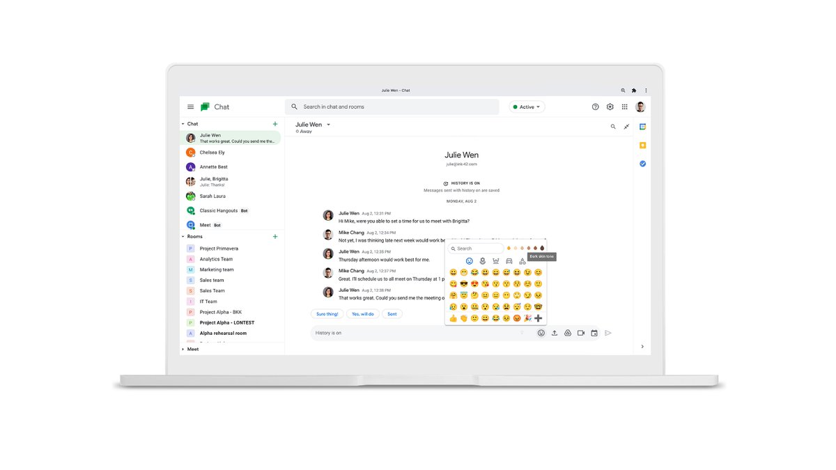 GoogleWorkspace's tweet image. 3...2...1...blastoff 🚀 to the new #GoogleChat Emoji pack. Express yourself more authentically with this update → goo.gle/2VKKyPe