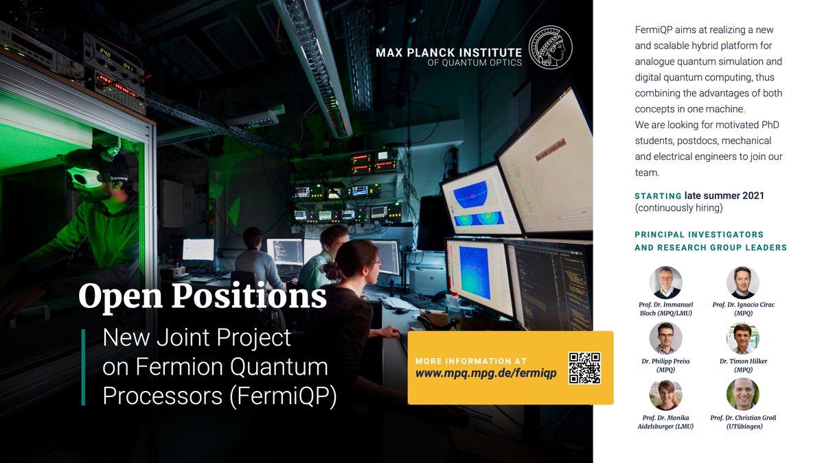 MPI_Quantum's tweet photo. We are starting a new joint project on a next generation Fermion Quantum Processor (FermiQP), a hybrid platform for analogue quantum simulation and digital quantum computing. 
Several PhD and Postdoc positions are available on our team!
Full details here: https://t.co/io9OJ1LDPi https://t.co/G6uJ32tVYF