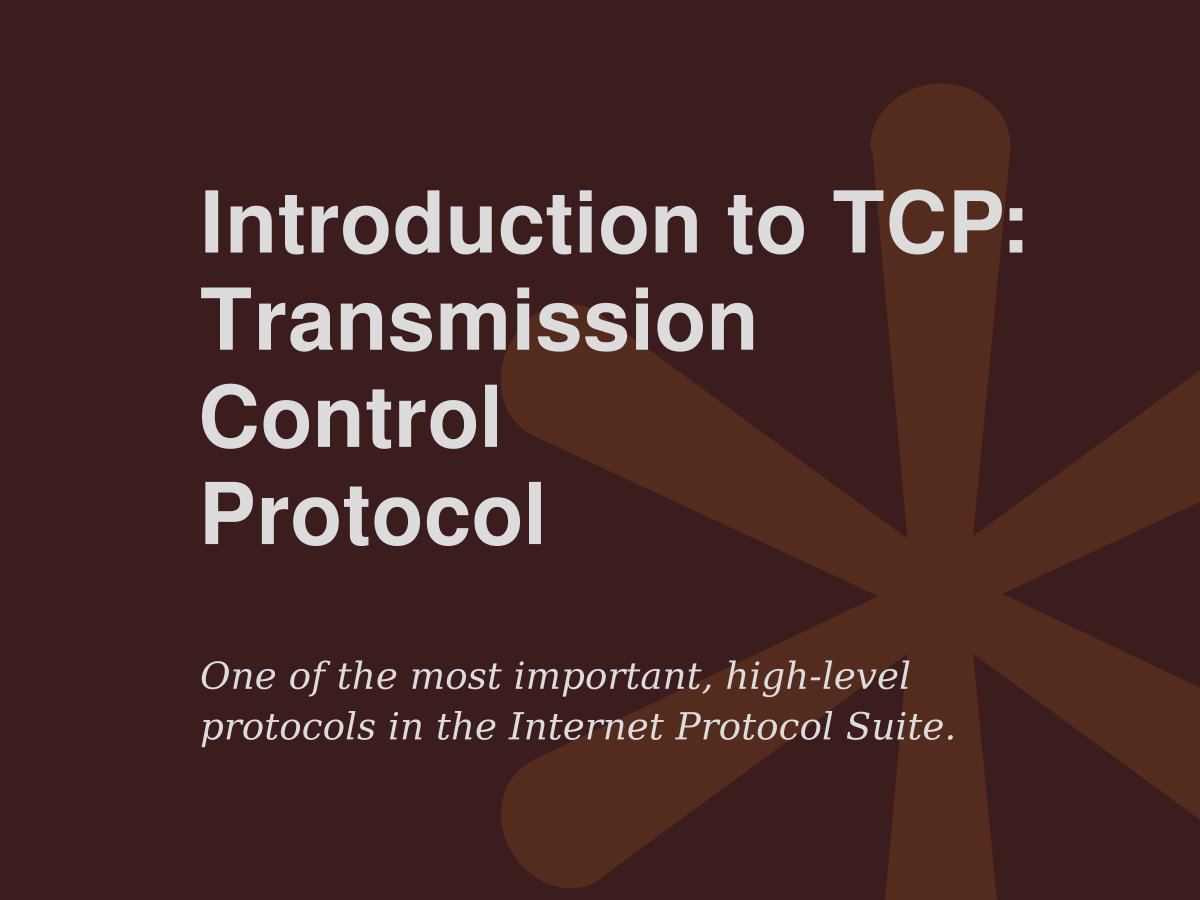 internal_ptr's tweet image. The Transmission Control Protocol belongs to the Transport layer in the Internet Protocol Suite and it&apos;s one of the most important protocols in the entire stack.

internalpointers.com/post/introduct…

#internalpointers #tcp #internet #networking #tcpip