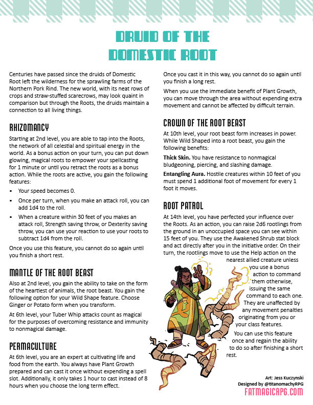 FatMagicRPG's tweet photo. 📢PSA: You can add the #FatMagic Honey Cleric and Root Druid to any game. No one can stop you. (Except your DM, I Guess🙄)
Subclasses designed by @titanomachyRPG, Art by @AngryArtist113
#dnd #dnd5e #ttrpgfamily https://t.co/OpcB0T21OJ