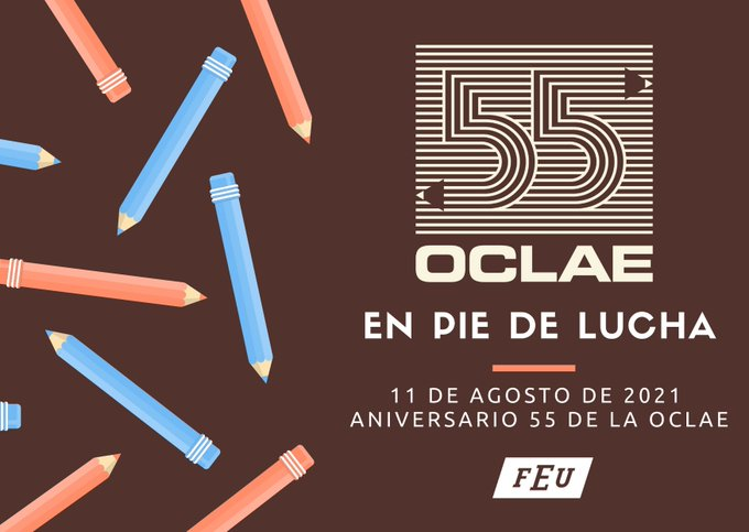 Hoy arriba la <a href="/Oclae_oficial/">OCLAE</a> a su 55 aniversario cargados de energías y miles de retos q cumplir por el bienestar del estudiantado latinoamericano. #EnPieDeLucha #UnaOrganizaciónTodosLosEstudiantes #Cuba #UJC #PonleCorazón <a href="/aylinalvarezG/">Aylín Alvarez García</a> <a href="/DiazCanelB/">Miguel Díaz-Canel Bermúdez</a>