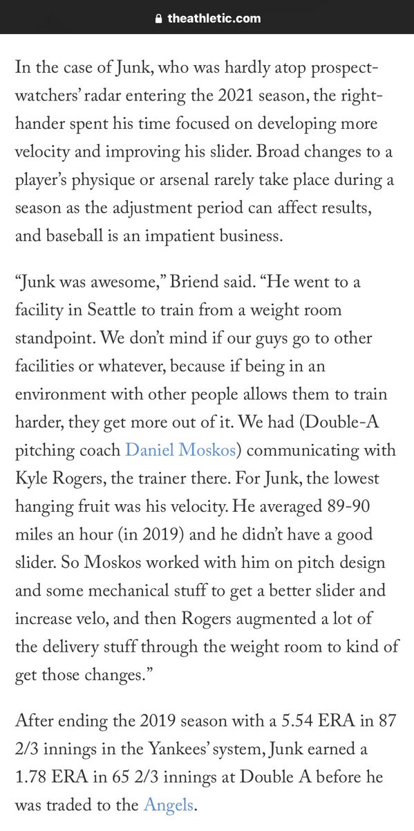 Really good write up on the work that @JansonJunk did last offseason. I told @SBriend97 all offseason that Junk was going to turn a corner this year. It was a blast getting to work with him and @DanielMoskos again in a different setting.