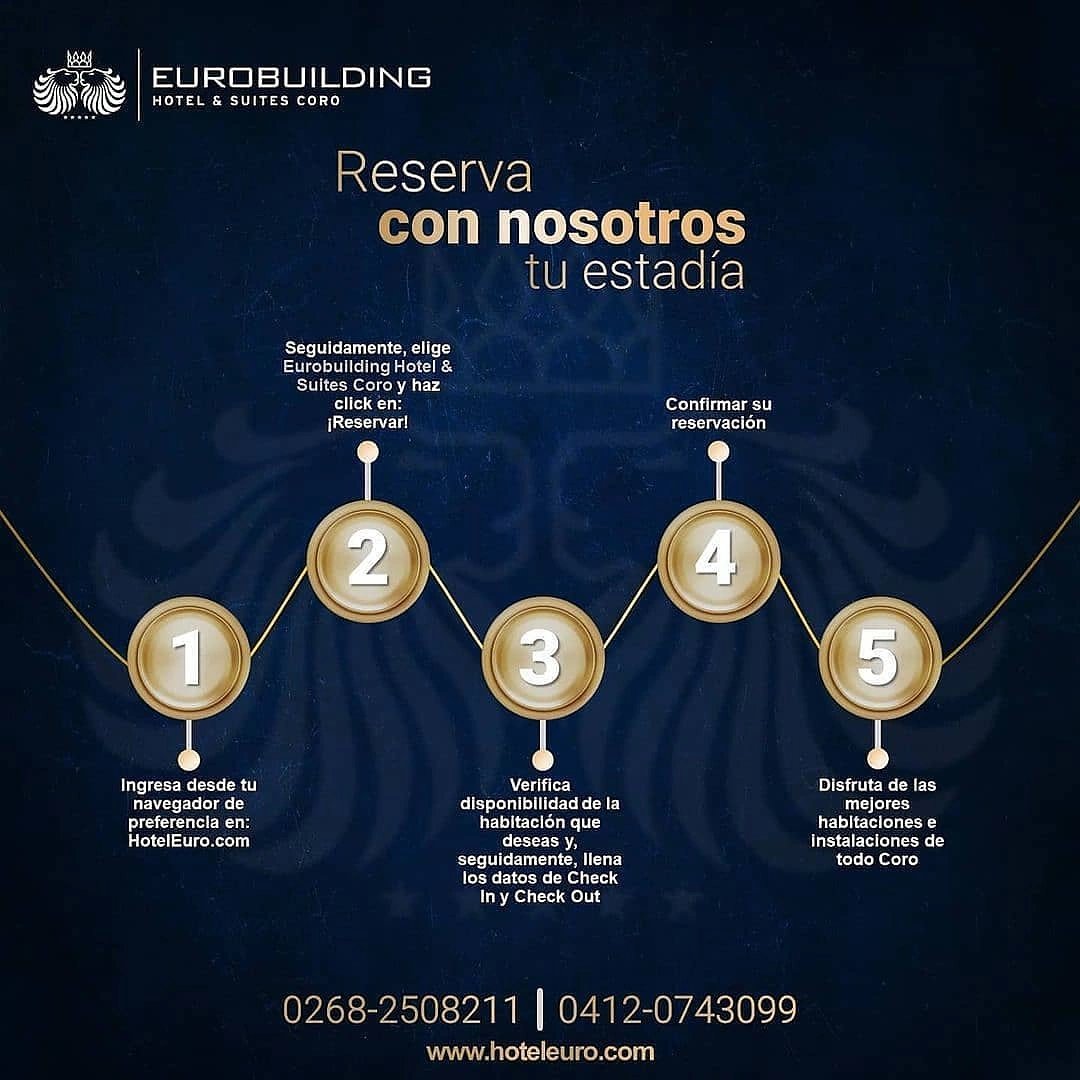 EurobuildingCor's tweet image. ¿Quieres reservar con nosotros? 🧐✅

Acá te dejamos estos sencillos pasos para que puedas #HospedarteSeguro en nuestras instalaciones 🤭

¡Vive la experiencia Eurobuilding!

#coro #hotels #eurobuilding #venezuela