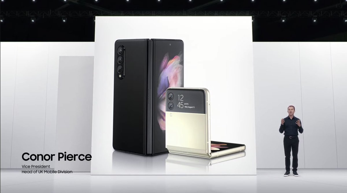 Great to see @SamsungMobile's Conor Pierce fronting the #SamsungUnpacked lauch for the Z Fold3 and Z Flip3. These are still premium products targetting technology enthusiasts, but its good to see the innovation curve continuing and Samsung's commitment is clear.