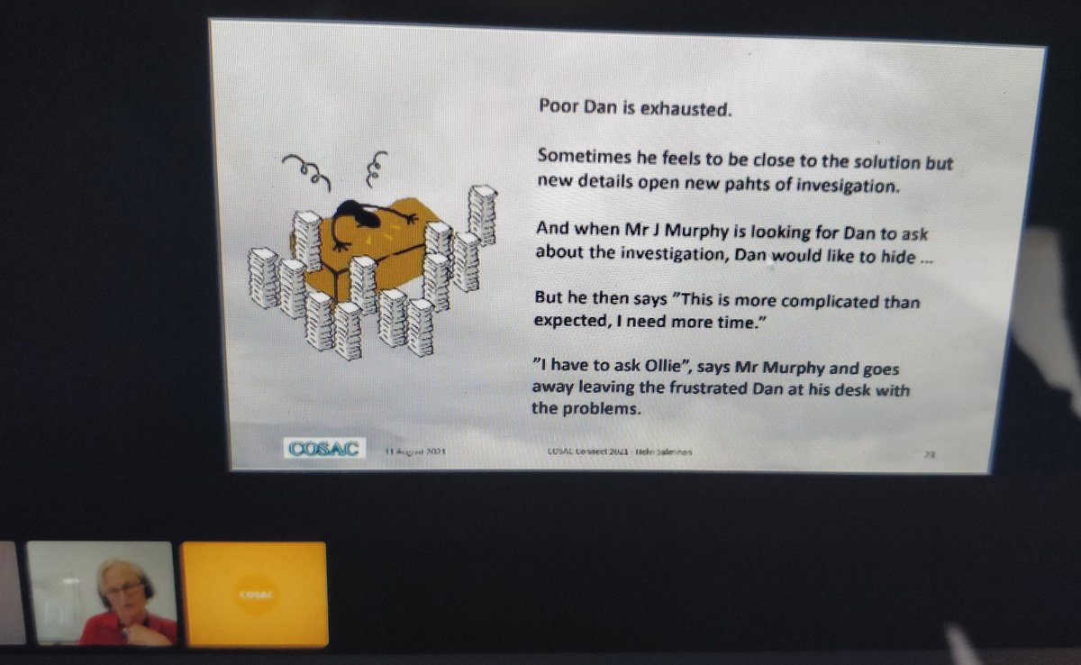 Imposter Syndrome &amp; Overconfidence delivered by Helvi Salminen @COSAC_security #COSACconnect 
Who is the best problem solver? Ollie or Dan? Lots of interaction.