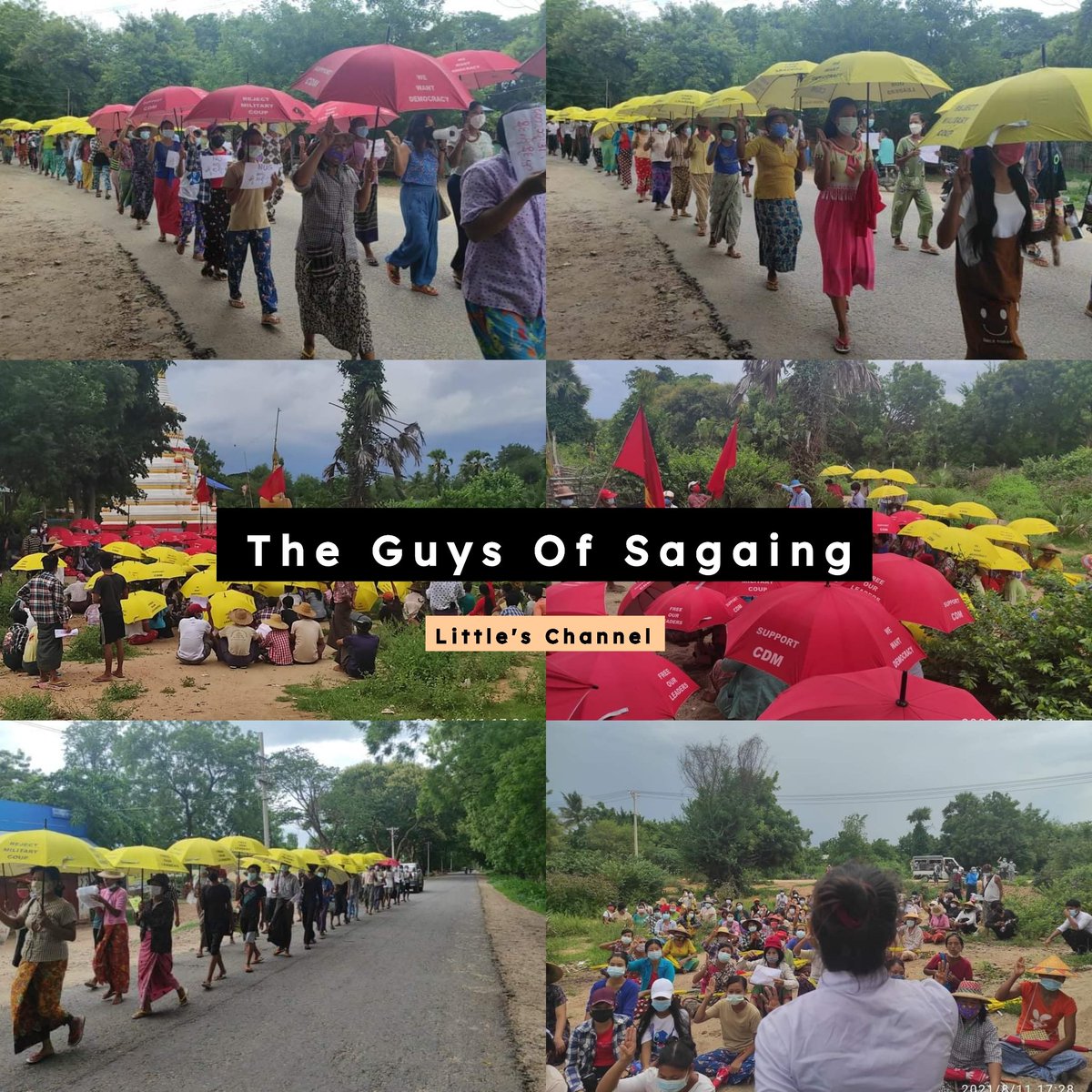 Anti-coup umbrella strike in Sagaing's Sarlingyi, Mount LatPaTaung, and in support of <a href="/NUGMyanmar/">National Unity Government Myanmar</a>.

#AcceptNUG_RejectMilitary
#Aug11Coup 
#WhatsHappeningInMyanmar