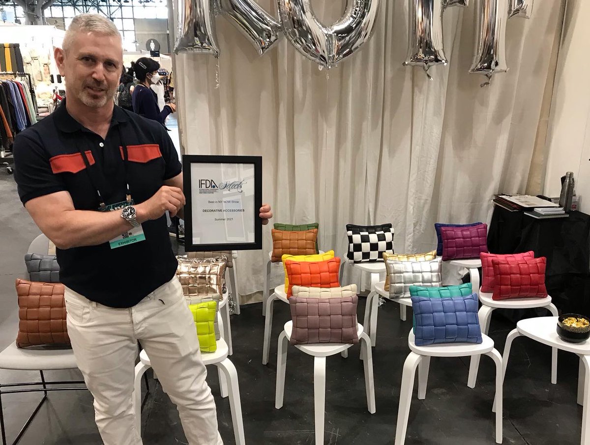 A few favs at <a href="/ny_now/">New York Events</a> Summer Market…these artisan made woven leather pillows at @shopkoff won the decorative accessories award from <a href="/ifdany/">IFDA New York</a> #ifdaselects #ifdany #NYNOW
