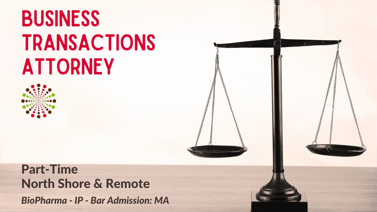 New Job! Business Transactions Attorney for boutique firm in high-tech, health-tech and biopharma. Part-time with hour/location flexibility. Craft/negotiate contracts and counsel clients on IP; MA bar admitted. See more and apply: bit.ly/3ABjFvI 

#ATTORNEY #legaltech