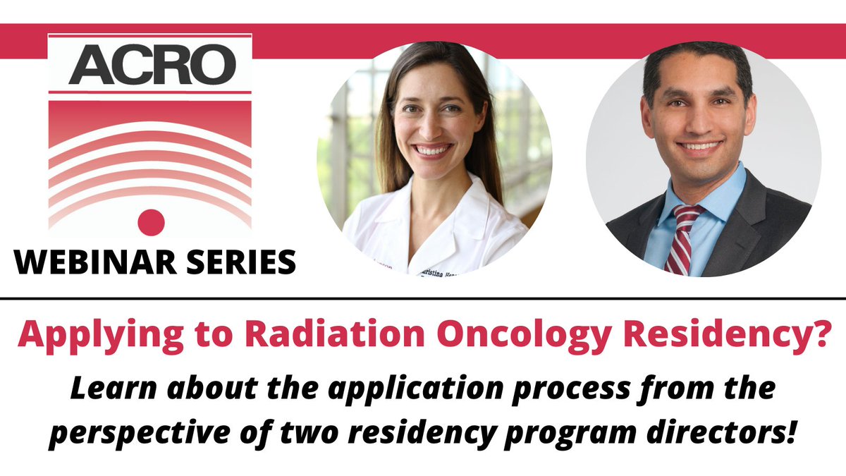 ACRO - American College of Radiation Oncology (@acroradonc) on Twitter photo MED STUDENTS: Join Residency Program Directors Drs. <a href="/henson_md/">Christina Henson, MD</a> and <a href="/RTendulkarMD/">Rahul Tendulkar, MD</a> on August 20 @ 4pm CDT to learn more about the application process for #RadOnc! There will also be a Q&A session with Drs. <a href="/RadOncDoc_Niema/">Niema Razavian, MD</a> and <a href="/alexisschutz_md/">alexis schutz</a>. Register: acro.org/events/webinar… MED STUDENTS: Join Residency Program Directors Drs. <a href="/henson_md/">Christina Henson, MD</a> and <a href="/RTendulkarMD/">Rahul Tendulkar, MD</a> on August 20 @ 4pm CDT to learn more about the application process for #RadOnc! There will also be a Q&A session with Drs. <a href="/RadOncDoc_Niema/">Niema Razavian, MD</a> and <a href="/alexisschutz_md/">alexis schutz</a>. Register: acro.org/events/webinar…