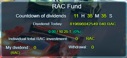 After 11 hours and 35 minutes, we will pay the first $RAC dividend. There is 10.25T $RAC in the $RAC pool, and then pay the dividend every 24 hours. #Games2Earn .
cryptoracing.vip