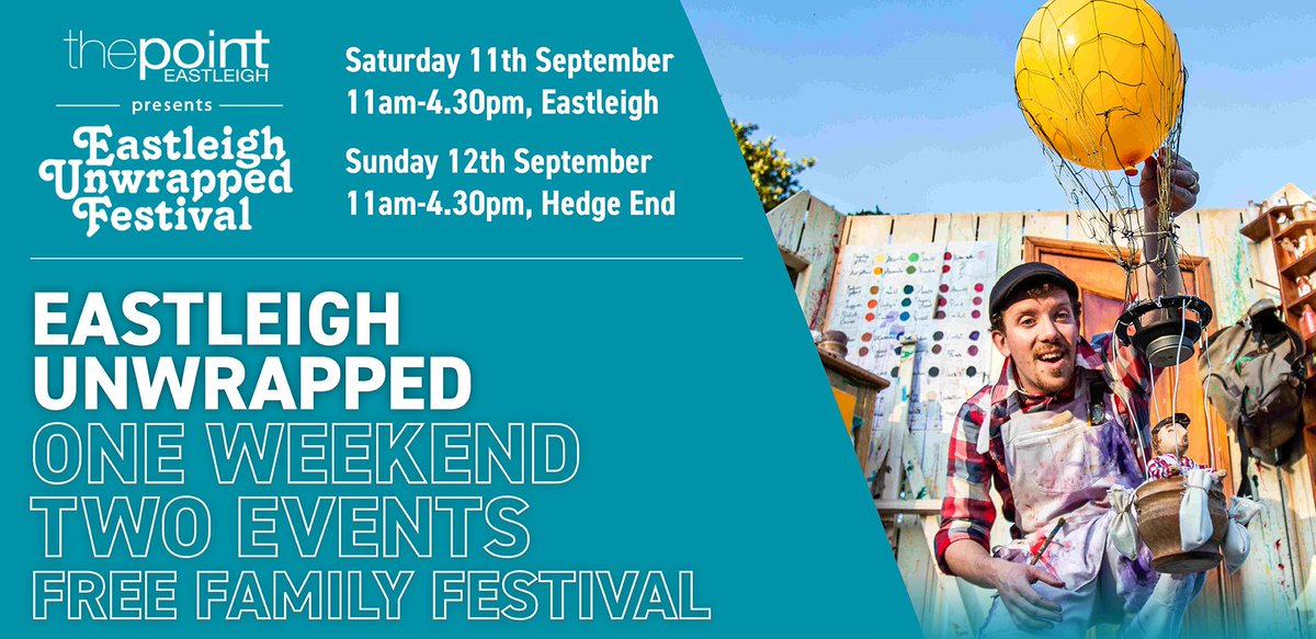 Super excited that it's just one month until our FREE family festival #eastleighunwrapped! The team's busy prepping for the event which this year spans two days &amp; two locations! More info &amp; a line-up here: bit.ly/37vGvsq