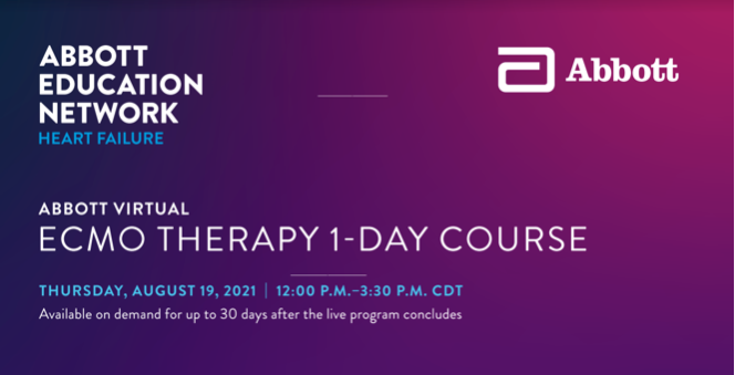 AbbottCardio's tweet image. Calling all #HeartFailure clinicians: attend our comprehensive, state-of-the-art #ECMO therapy course to learn clinical strategies for successful cannulation and management of advanced HF patients who need acute circulatory support.

Join us August 19: abbo.tt/2WNLDWH