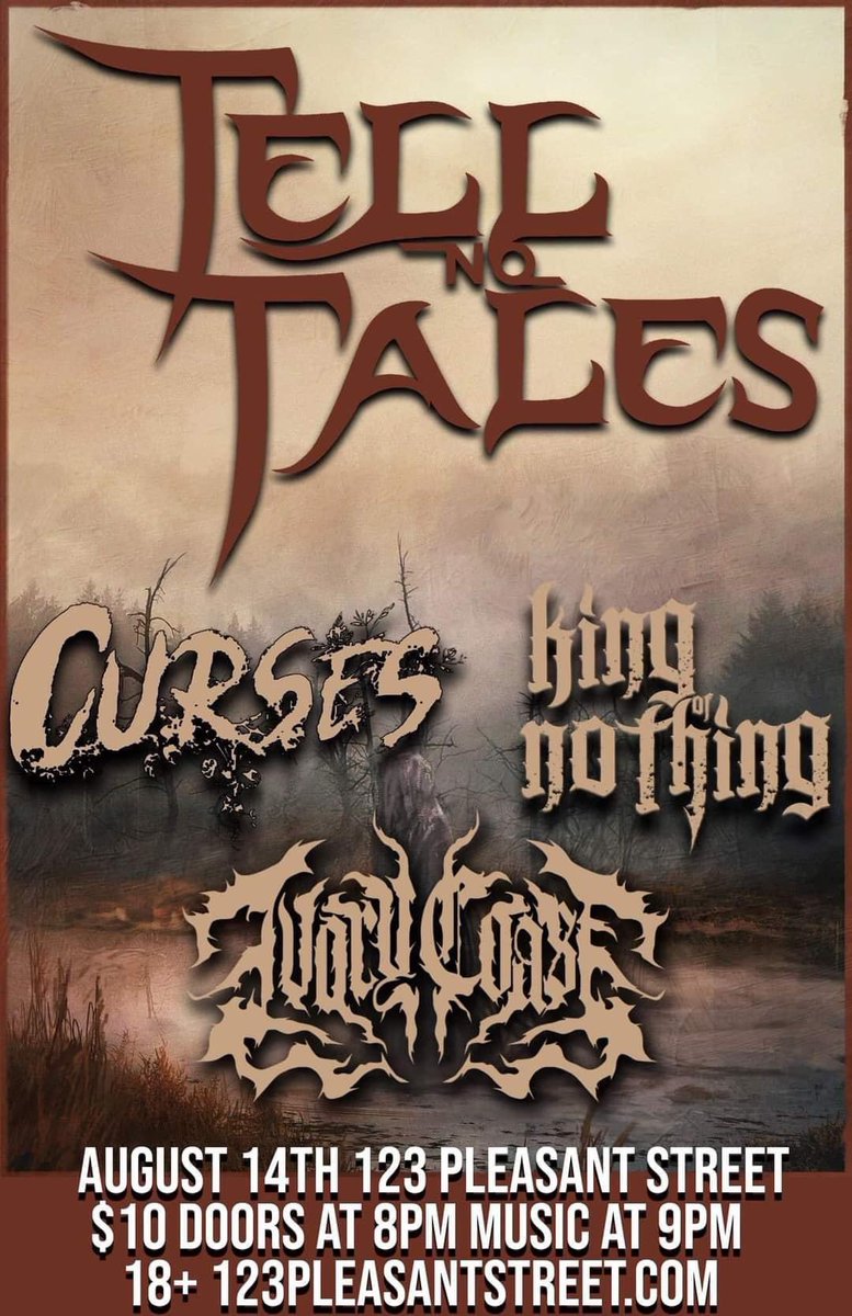 We’re just a few days out from our first show in 18 months! We’ll be returning to <a href="/123pleasant/">123 Pleasant Street</a> with @officialCURSES <a href="/KingofNothingWV/">KingofNothing</a> and <a href="/IvoryCoastWV/">Ivory Coast</a>