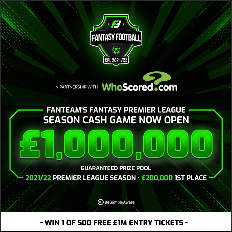 WhoScored's tweet photo. 🚨 WIN 1 OF 500 FREE £1M ENTRY TICKETS!

🤝 We are giving away 500 tickets for @FanTeamOfficial's £1,000,000 Fantasy Premier League game!

To enter:

‣ RETWEET this tweet
‣ REPLY with #FanTeamMillion and your FanTeam ID

👀 Be quick! The first 500 get free entry!

Sign up 👇