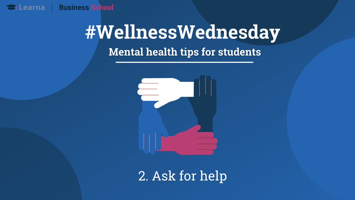 LearnaBusiness's tweet image. This week&apos;s #WellnessWednesday ☮️ is highlighting the importance of asking for help.

It is easy for students to feel overwhelmed when tackling work, life, and studying. 

At #Learna, our dedicated Student Services team offers #supportandguidance if you need it.