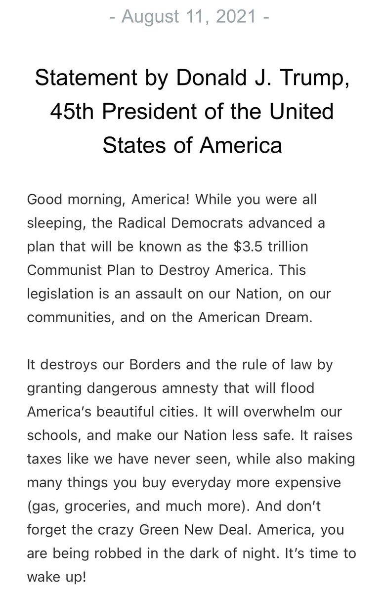 RSBNetwork's tweet photo. Statement by Donald J. Trump, 45th President of the United States of America https://t.co/ZKNjtlMEdO