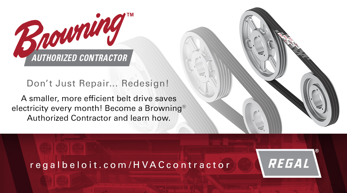 A more efficient V-belt drive saves electricity EVERY MONTH. Redesign your drives and save!

Go to regalbeloit.com/brands/Brownin…
to learn how to become an Authorized Contractor!
#airconditioning #HVAC #ventilation